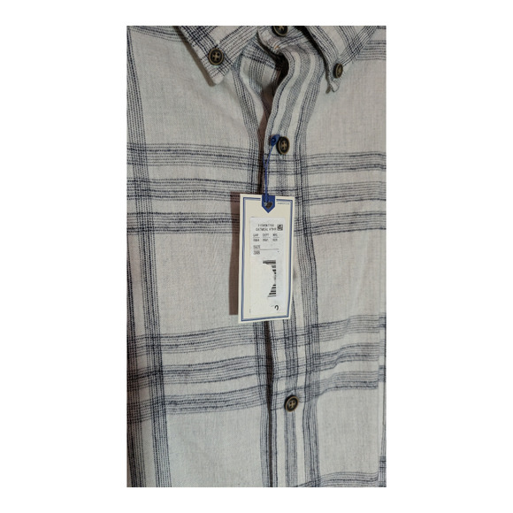 Rowm - Men's 3XB - Cream and Gray-Checked Shirt Long Sleeved Button Up Shirt NWT - Picture 5 of 8